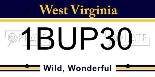 1BUP30 West Virginia License Plate