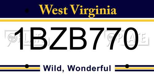 1BZB770 West Virginia License Plate