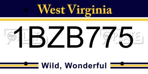 1BZB775 West Virginia License Plate