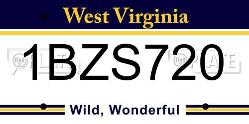 1BZS720 West Virginia License Plate