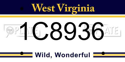 1C8936 West Virginia License Plate