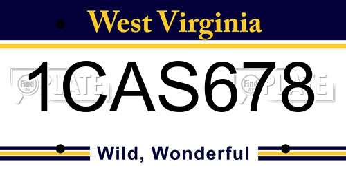1CAS678 West Virginia License Plate