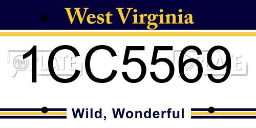 1CC5569 West Virginia License Plate