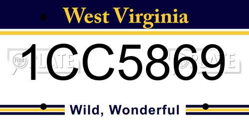 1CC5869 West Virginia License Plate