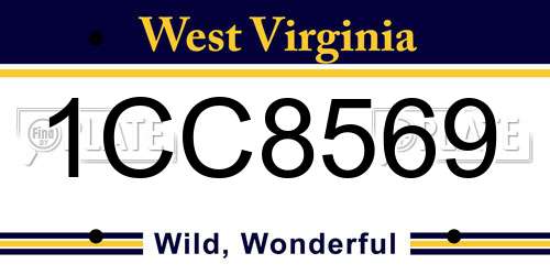 1CC8569 West Virginia License Plate