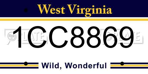 1CC8869 West Virginia License Plate