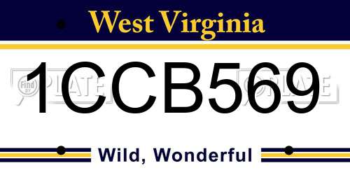 1CCB569 West Virginia License Plate