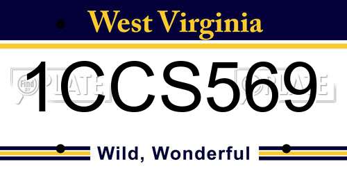 1CCS569 West Virginia License Plate