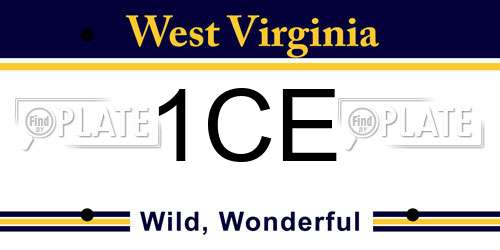 1CE West Virginia License Plate