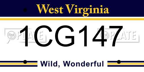 1CG147 West Virginia License Plate