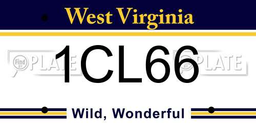 1CL66 West Virginia License Plate
