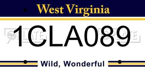 1CLA089 West Virginia License Plate