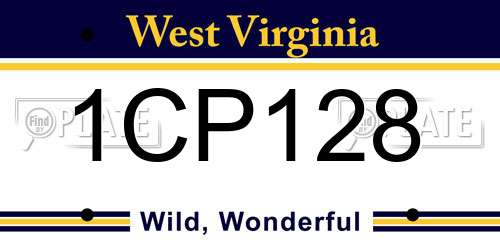 1CP128 West Virginia License Plate