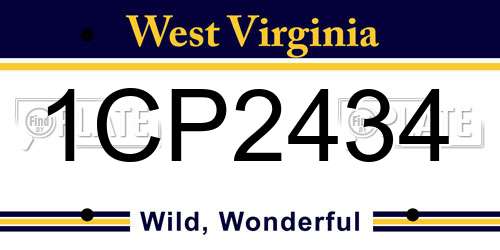1CP2434 West Virginia License Plate