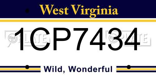 1CP7434 West Virginia License Plate