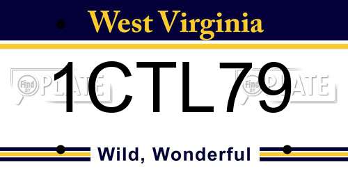 1CTL79 West Virginia License Plate