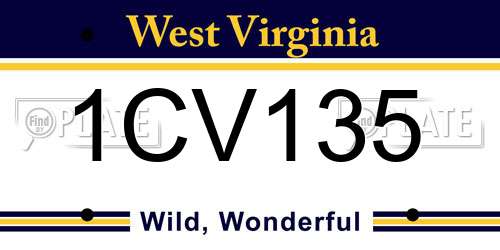 1CV135 West Virginia License Plate