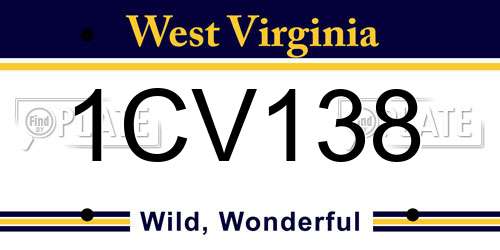 1CV138 West Virginia License Plate