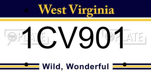 1CV901 West Virginia License Plate