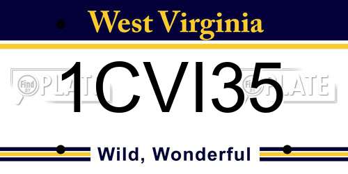 1CVI35 West Virginia License Plate