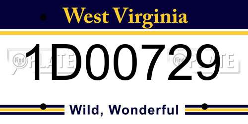 1D00729 West Virginia License Plate