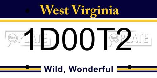 1D00T2 West Virginia License Plate