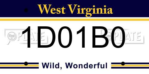 1D01B0 West Virginia License Plate