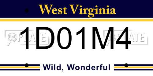 1D01M4 West Virginia License Plate