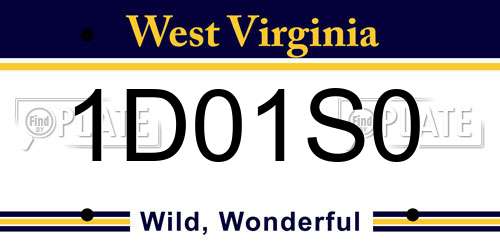 1D01S0 West Virginia License Plate