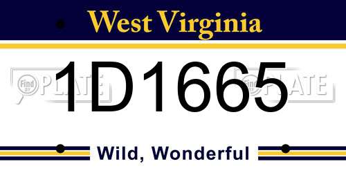 1D1665 West Virginia License Plate