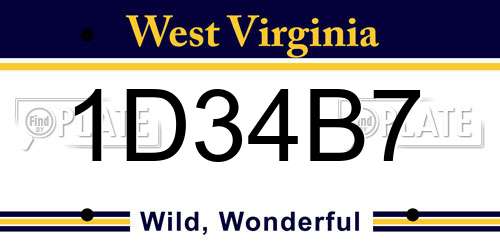 1D34B7 West Virginia License Plate