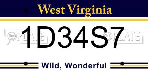 1D34S7 West Virginia License Plate