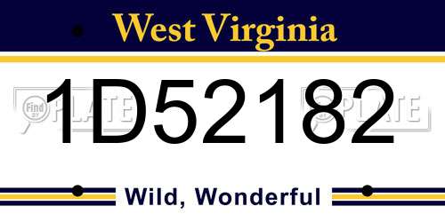 1D52182 West Virginia License Plate
