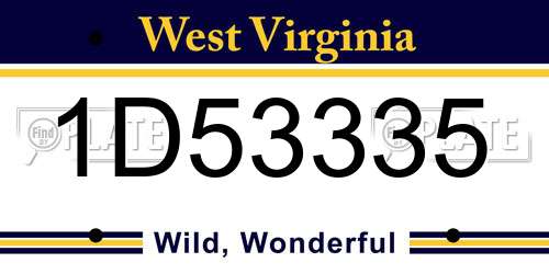 1D53335 West Virginia License Plate