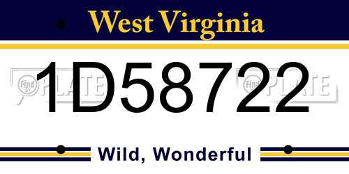 1D58722 West Virginia License Plate