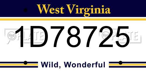1D78725 West Virginia License Plate