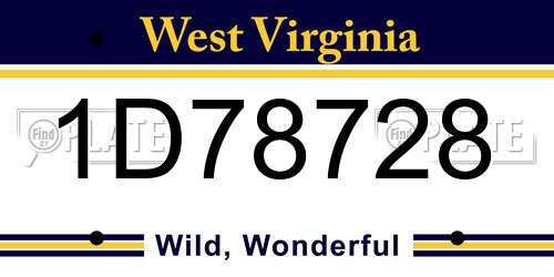 1D78728 West Virginia License Plate