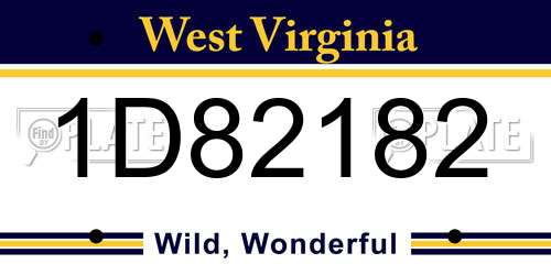 1D82182 West Virginia License Plate