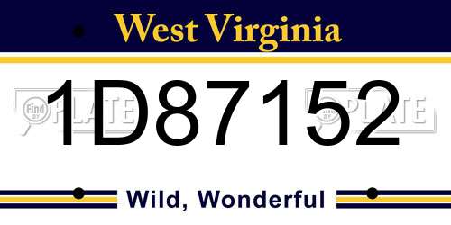 1D87152 West Virginia License Plate