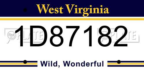1D87182 West Virginia License Plate
