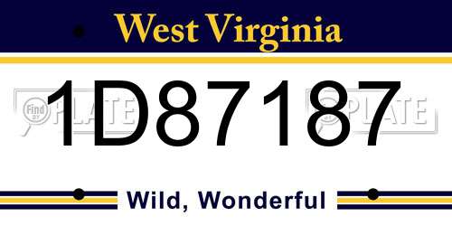 1D87187 West Virginia License Plate