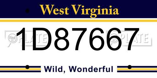 1D87667 West Virginia License Plate