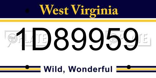 1D89959 West Virginia License Plate