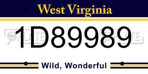 1D89989 West Virginia License Plate