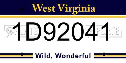 1D92041 West Virginia License Plate
