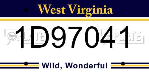 1D97041 West Virginia License Plate