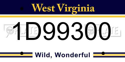 1D99300 West Virginia License Plate