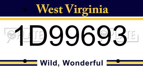 1D99693 West Virginia License Plate