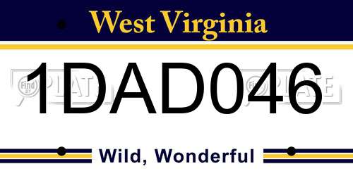 1DAD046 West Virginia License Plate