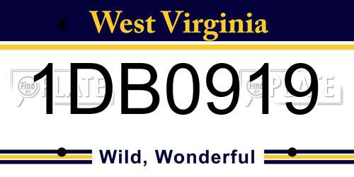 1DB0919 West Virginia License Plate